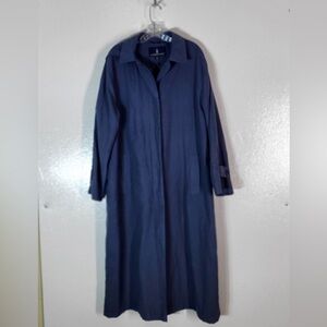 London Fog Waterproof Gray Trench Coat RN 34460 Women's Size 14 R Hood Lined